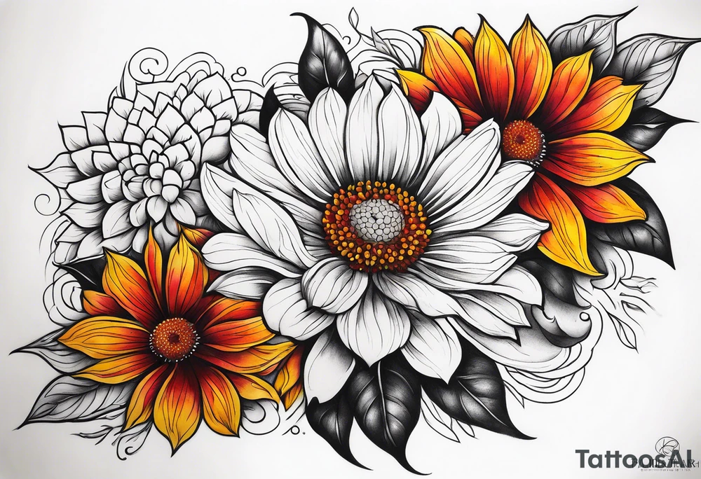 Galaxy with an Indian blanket flower tattoo idea