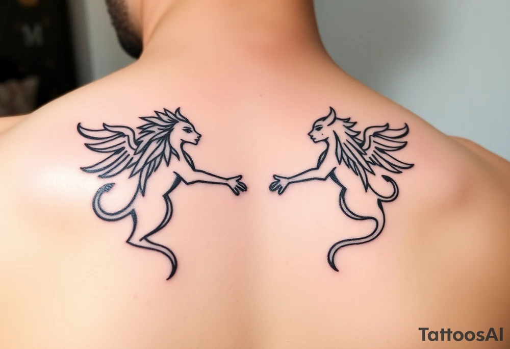 His and hers Aquarius twin flames tattoo idea