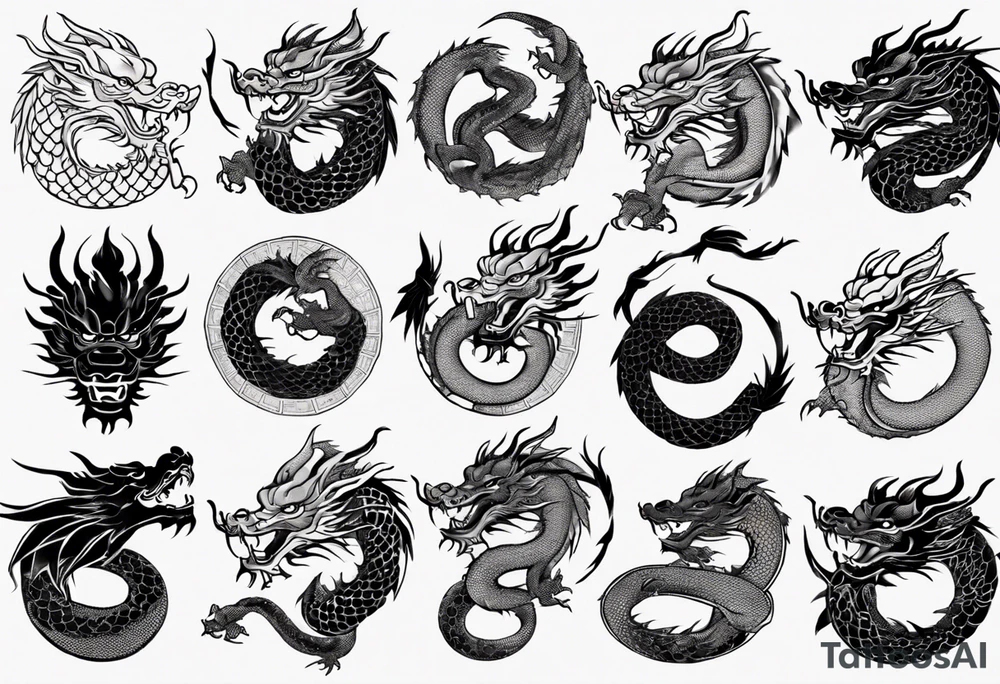 Chinese dragon with scales tattoo idea