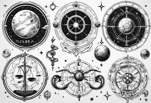 Astronomy, planet, zodiac, libra tattoo idea