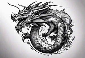 Small Dragon hurt and tired after a war but victorious tattoo idea