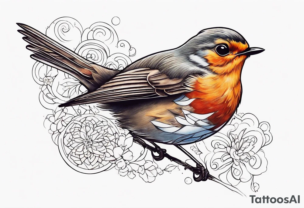 Cute robin flying tattoo idea