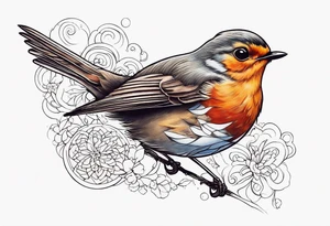 Cute robin flying tattoo idea