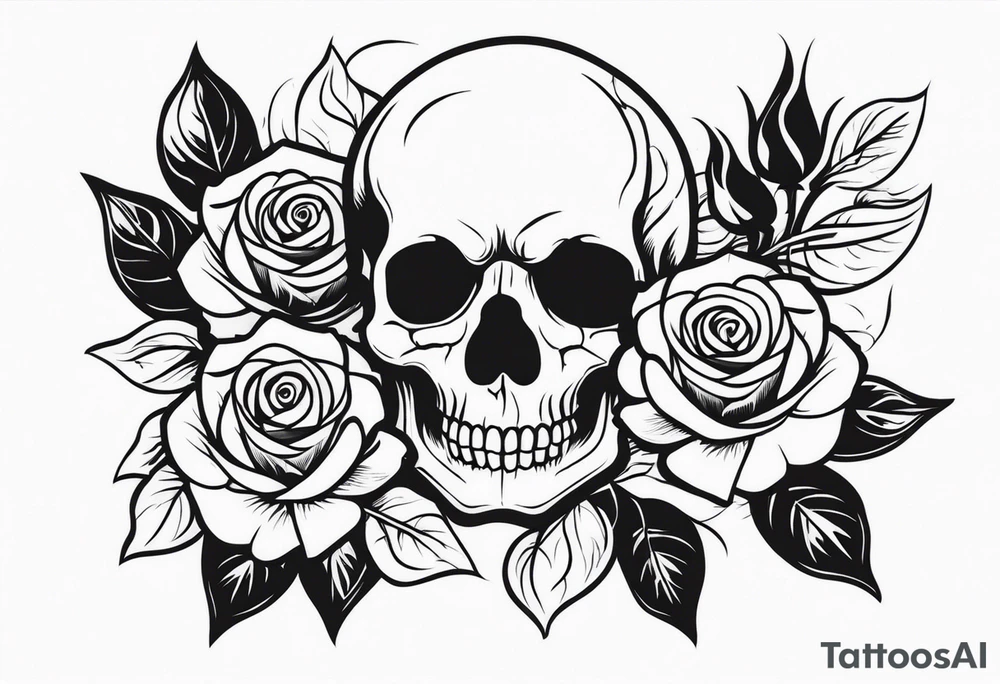 skull and roses tattoo idea