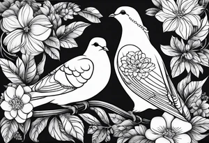 Dove, flower, black and white, shadows tattoo idea