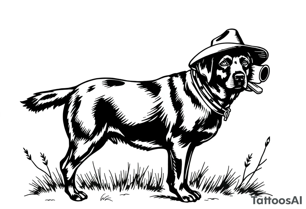 Black Labrador cowboy tattoo idea