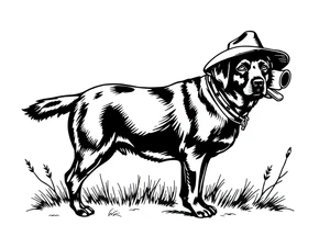 Black Labrador cowboy tattoo idea