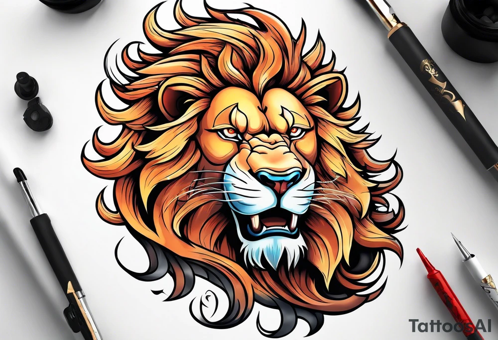 Sleeve tattoo topete name goku, lion tattoo idea