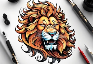 Sleeve tattoo topete name goku, lion tattoo idea