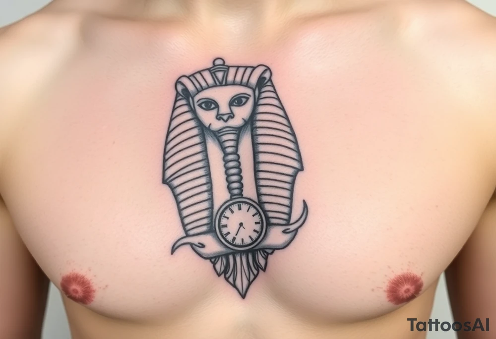 6. Esfinge descompuesta
Rostro de la Gran Esfinge, pero desmoronándose en bloques de piedra o arena flotante.

Puedes combinarlo con un reloj de arena dentro del pecho. tattoo idea