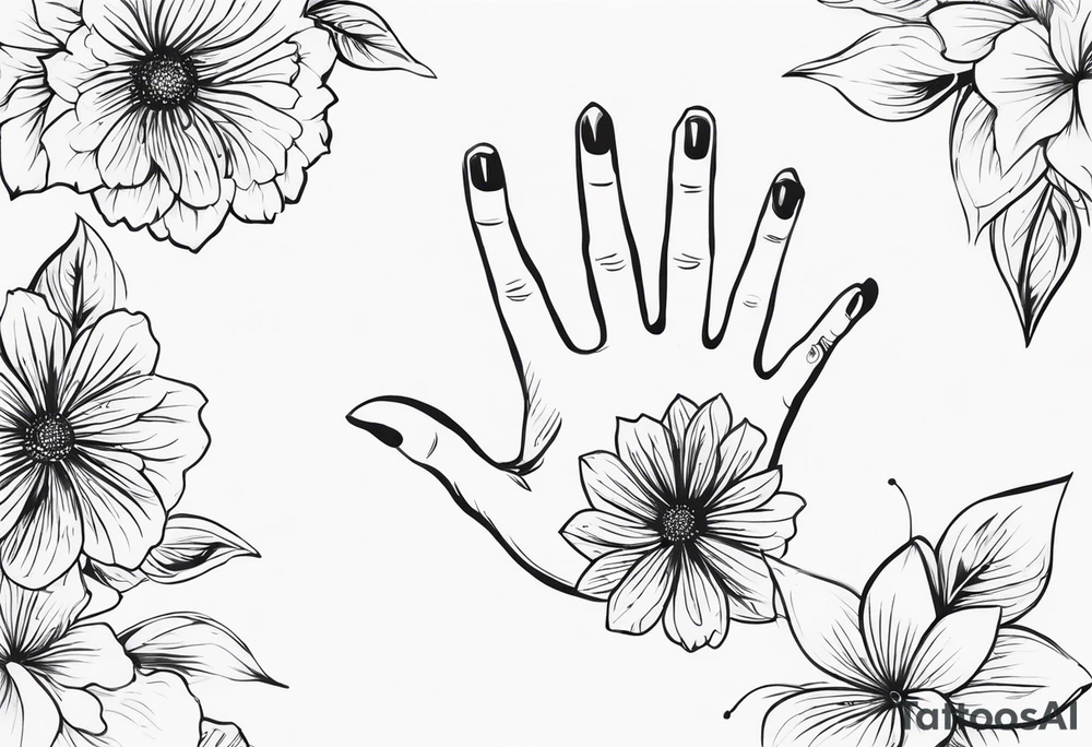 Handprints with flowers tattoo idea