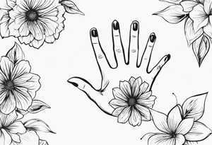 Handprints with flowers tattoo idea