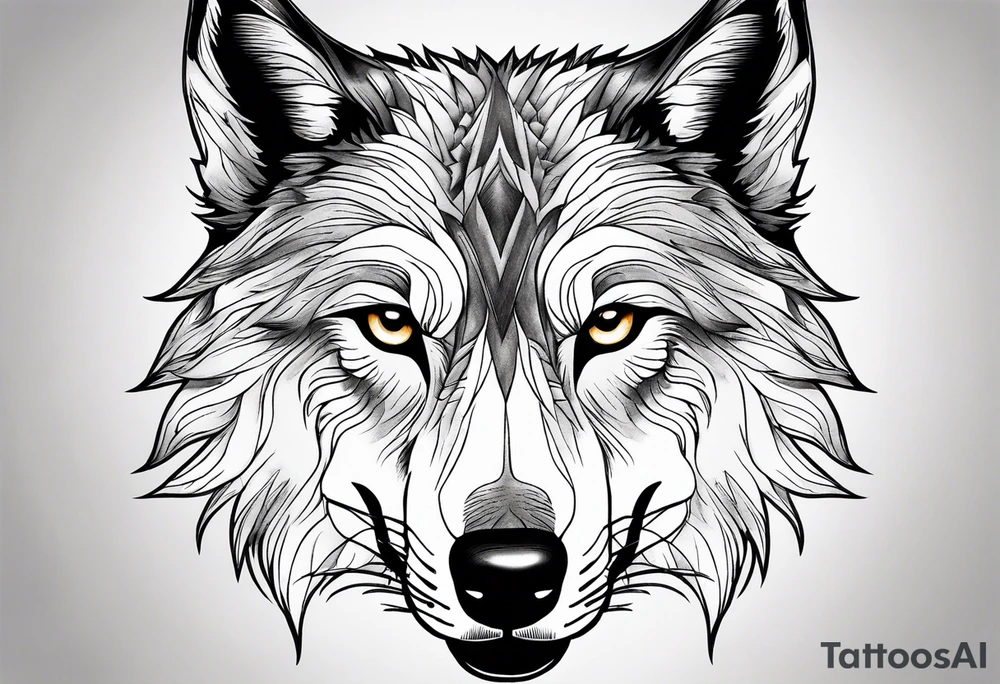 Wolf face, front on tattoo idea