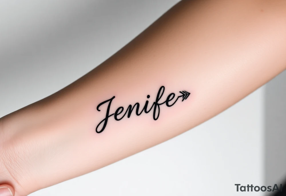 Jeniffer with a arrow through the name tattoo idea