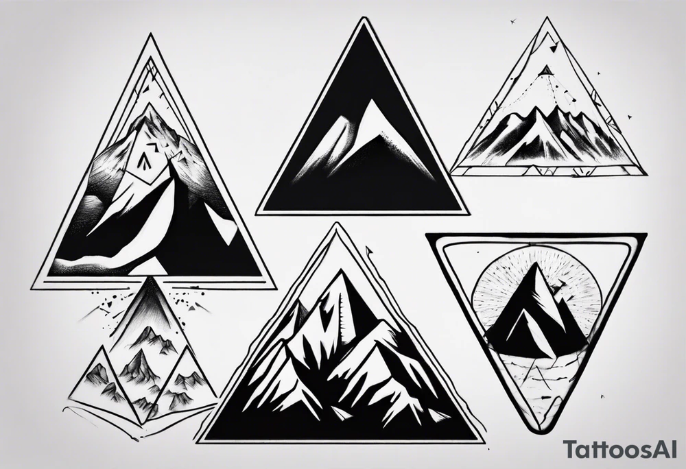 Four peak triangle mountains all connected tattoo idea