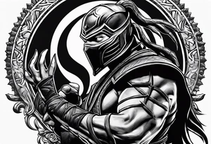 Iconic character Scorpion from Mortal Kombat game tattoo idea