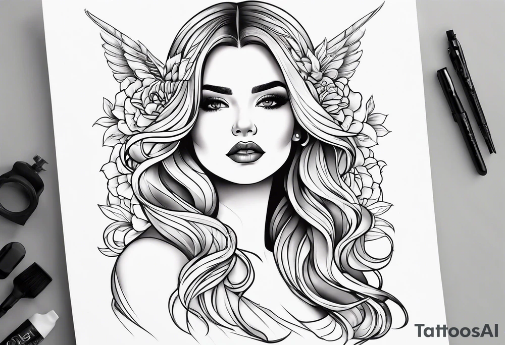 Female outline tattoo idea