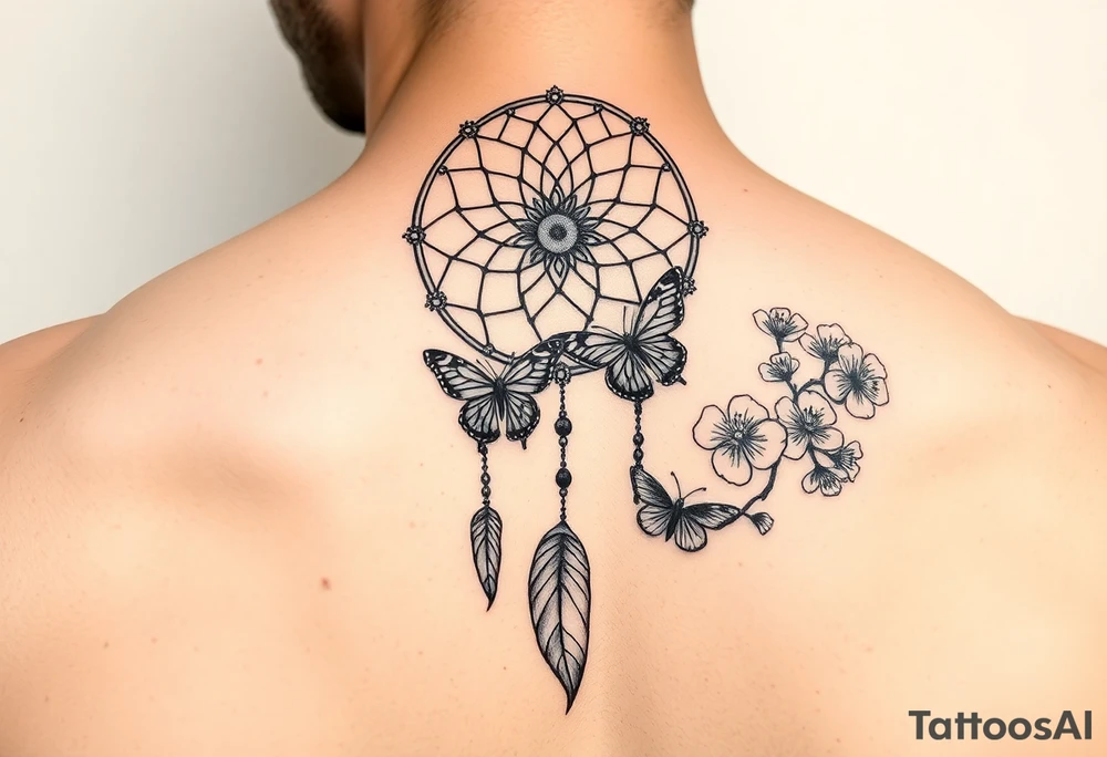 Dreamcatcher with butterfly's and Cherry blossom tattoo idea