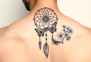Dreamcatcher with butterfly's and Cherry blossom tattoo idea
