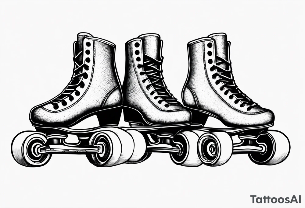 Pair of old school rollerskates speaker tattoo idea