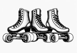 Pair of old school rollerskates speaker tattoo idea