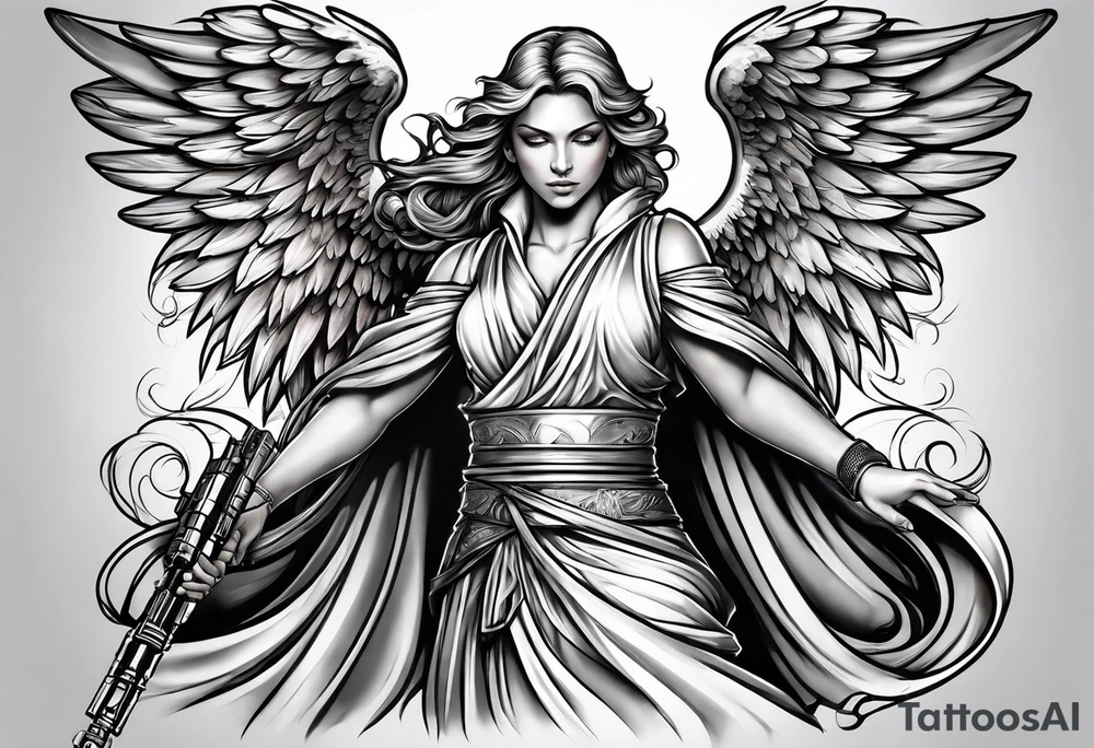 Angel with a lightsaber tattoo idea
