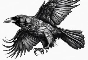 Raven, swooping towards camera, up angle tattoo idea