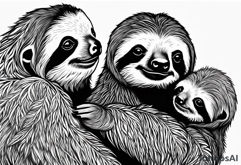 Sloth and babies tattoo idea