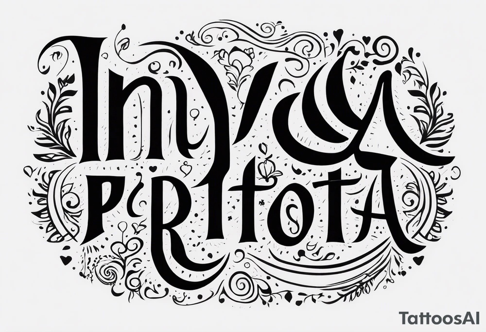 Надпись красивым шрифтом «INAYA» эстетично, тонко с рыбой tattoo idea