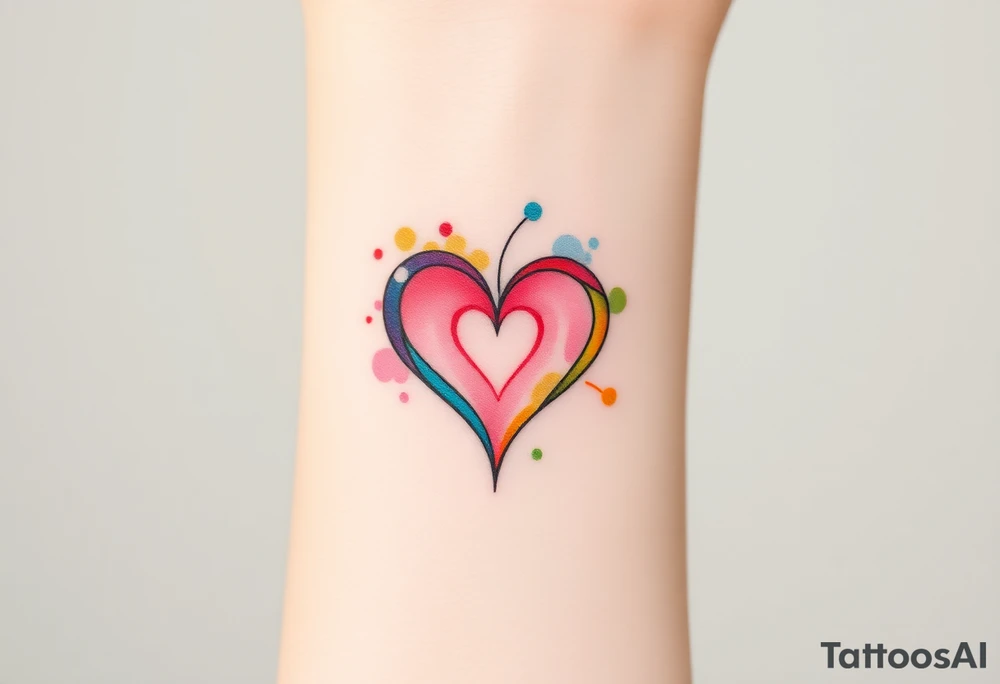 infinity symbol in rainbow colors and heart tattoo idea