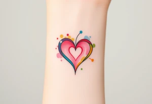 infinity symbol in rainbow colors and heart tattoo idea