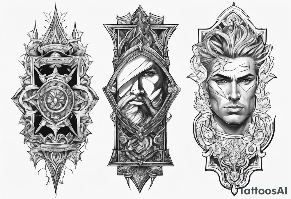 upside down broken sword tattoo idea