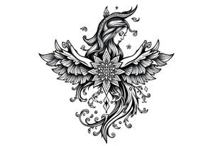 mytical shaman and mytolog style ornametn with ancient rhyme tattoo idea