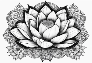 burning lotus flower with Aries zodiac sign tattoo idea