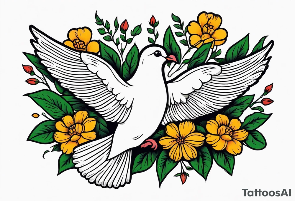 dove

vintage tattoo style old school traditional bold color simple with flowers surrounded tattoo idea