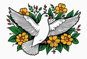 dove

vintage tattoo style old school traditional bold color simple with flowers surrounded tattoo idea