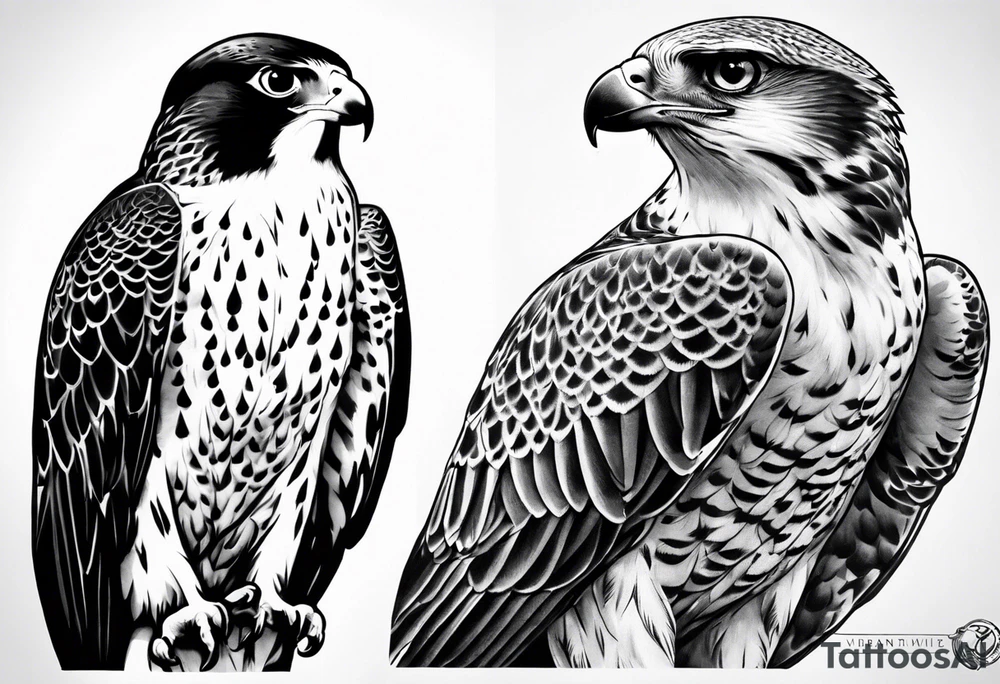I would like to design a full sleeve tattoo with an outdoor theme. I want to have a mountain and a river on the upper outside part of the arm and a large peregrine falcon holding a snake somewhere else in the tattoo tattoo idea