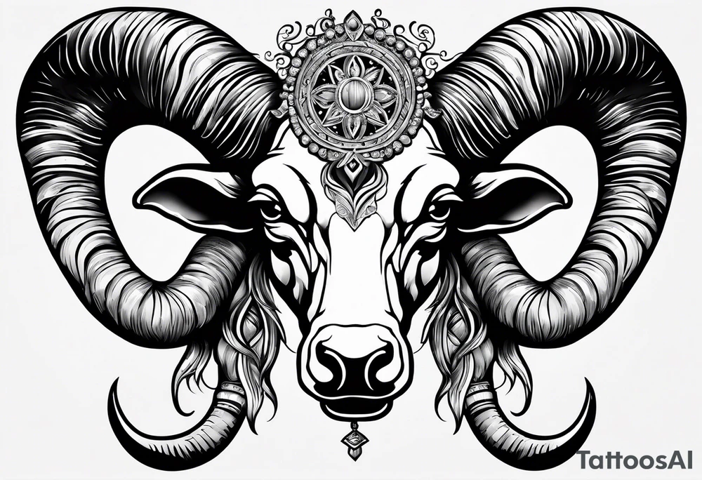 Aries horns with date 04-02-85 tattoo idea