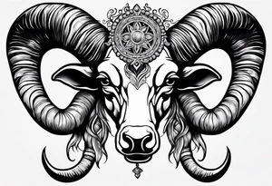 Aries horns with date 04-02-85 tattoo idea