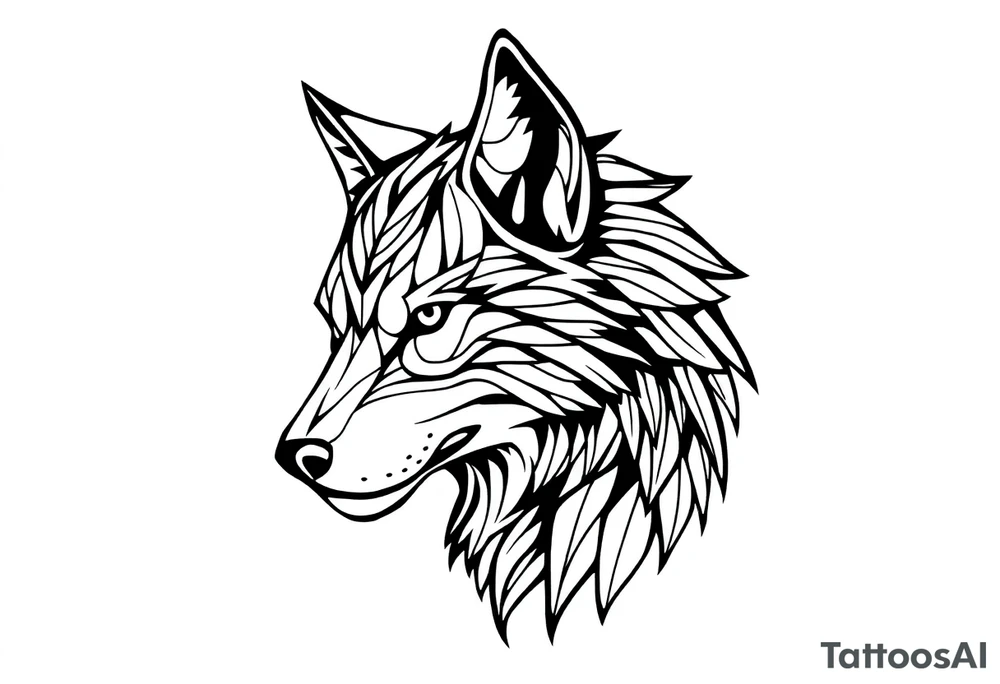 Geometric wolfface tattoo idea