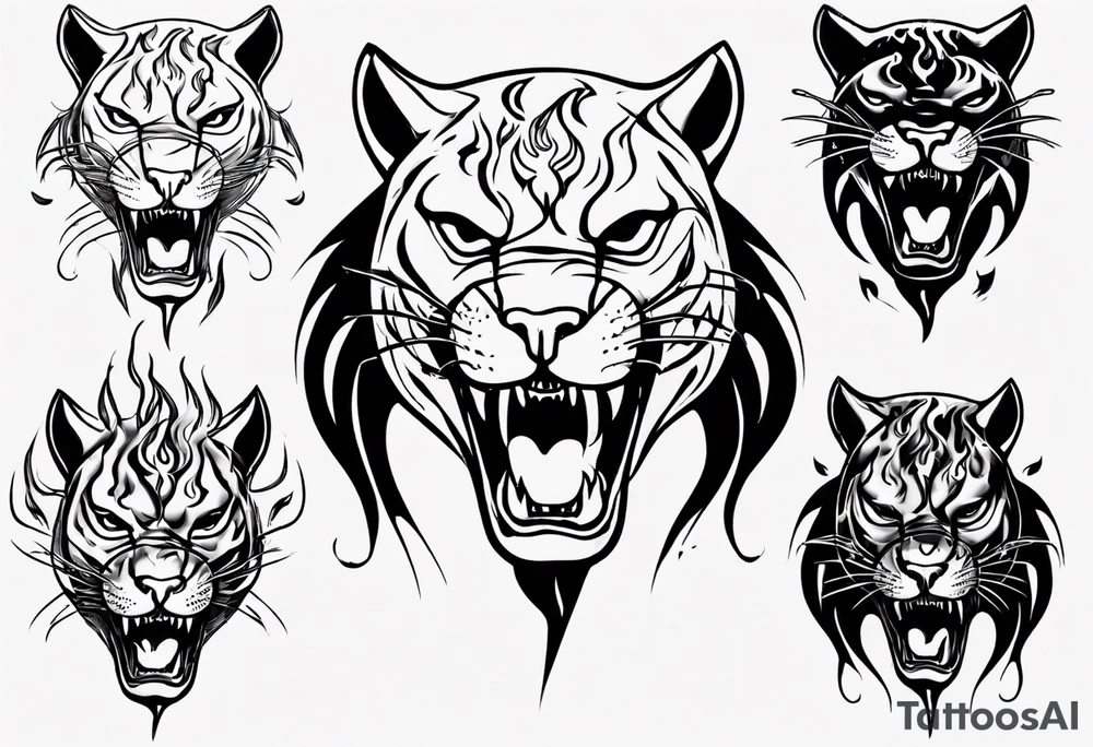 Panther with flames tattoo idea