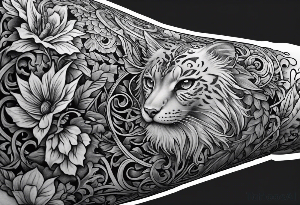 vine wrapping around arm in sleeve style with mystical creatures in between tattoo idea vine wrapping around arm in sleeve style with mystical creatures in between tattoo idea