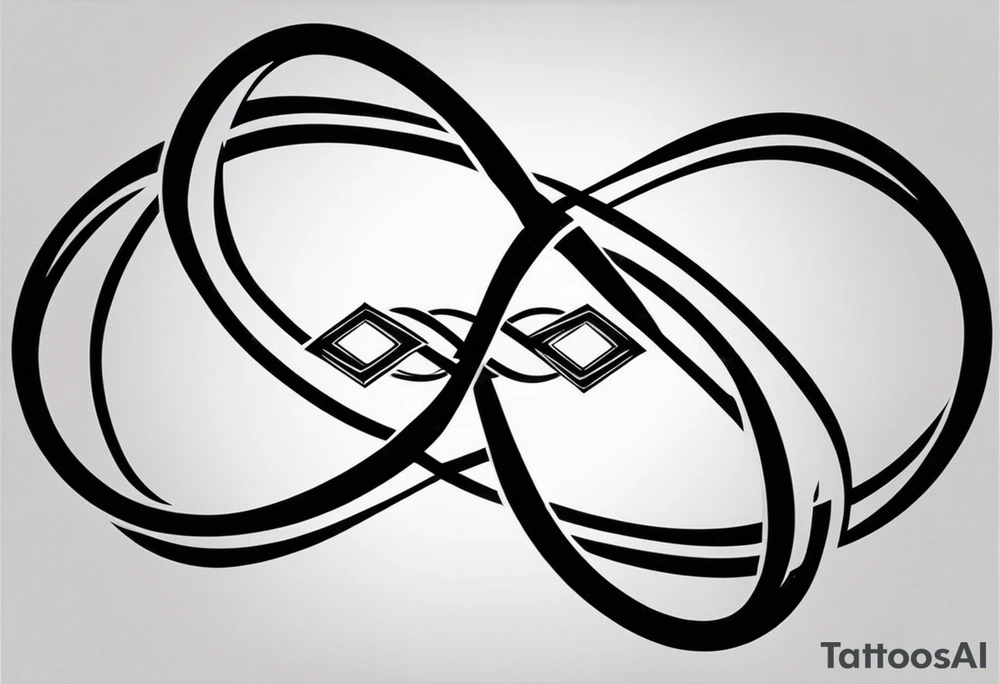 infinity symbol with four diamonds
One diamond inside one of the loops of the infinity symbol and one in the other.

Where the lines cross each other one on one side and another on the opposite side.

the infinity symbol will be the basic infinite symbol and it will four distinct diamonds tattoo idea