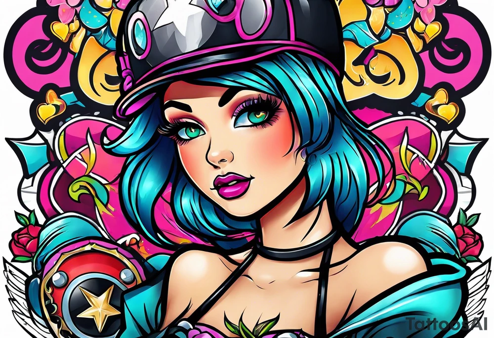 Roller derby girl tattoo idea