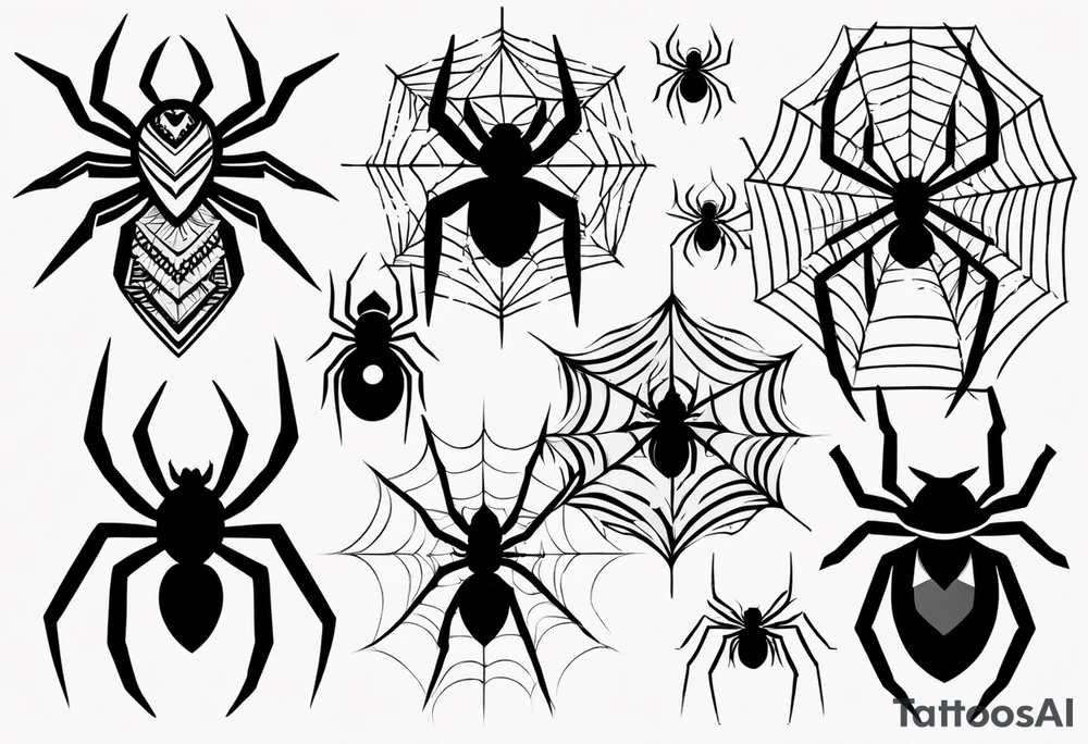Variety of spiders flash sheet tattoo idea