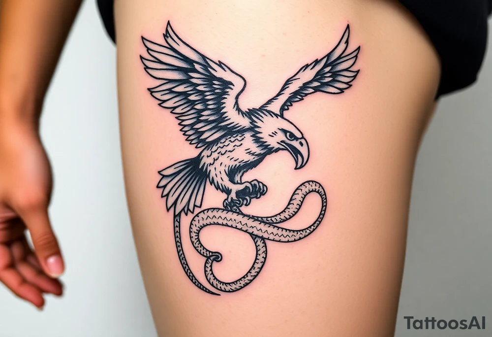 An eagle holding a serpent in his talons tattoo idea