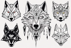 wolf head in zelda style tattoo idea