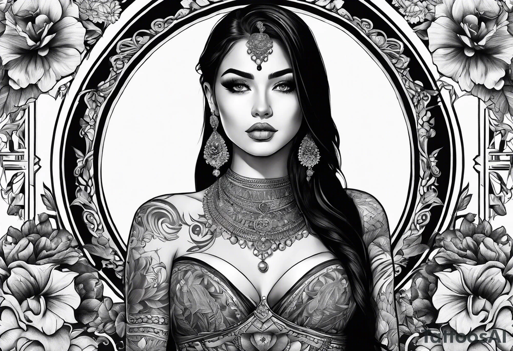 Girl with big giant boobs tattoo idea