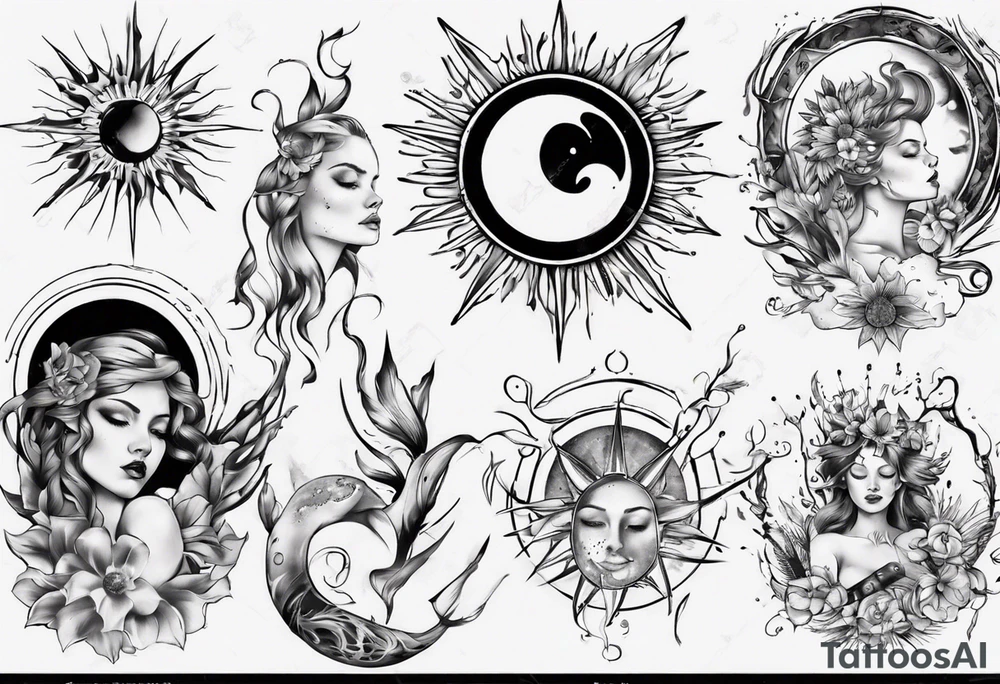 Wasser Nymphe Sonne tattoo idea