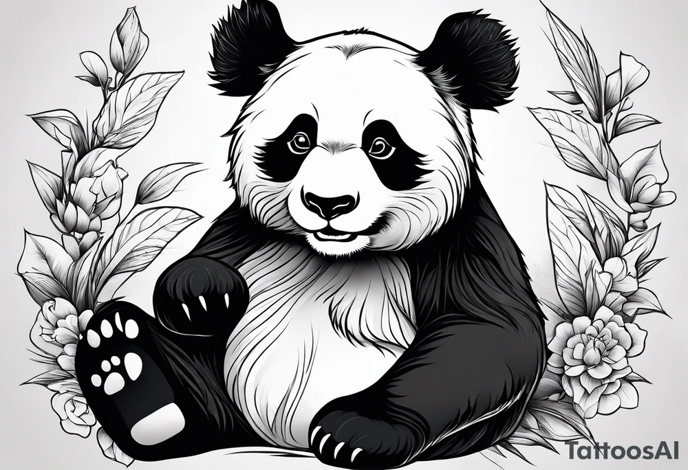 Playful panda rolling tattoo idea